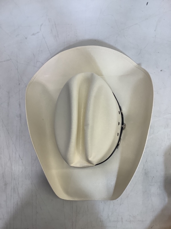 Photo 2 of Natural Straw Western Cattleman Hat with Silver Concho Hat Band S/M