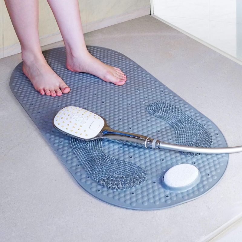 Photo 1 of Foot Scrubber Shower Mat with Pumice Stone – 80 * 40 cm Anti-Slip Shower Foot Scrubber Mat – Flexible TPE Foot Scrubber for Shower Floor – No-Slip Shower Mat for Feet Massage, Exfoliation
