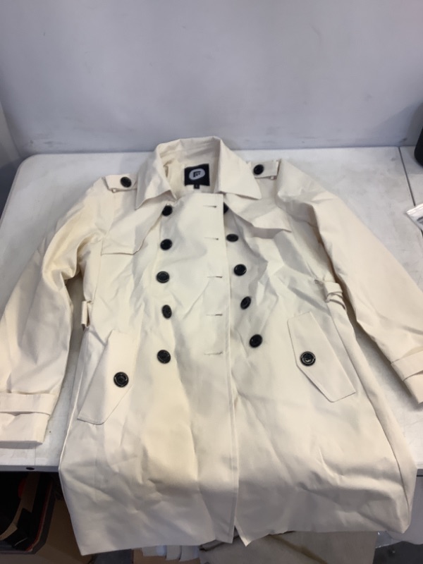 Photo 1 of White Button Up Trench Style Coat L