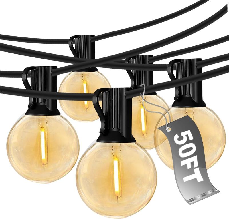 Photo 1 of DAYBETTER 50ft Outdoor String Lights Waterproof, G40 Globe Led Patio Lights with 25 Edison Vintage Bulbs, Connectable Outdoor Lights for Yard Porch Bistro
