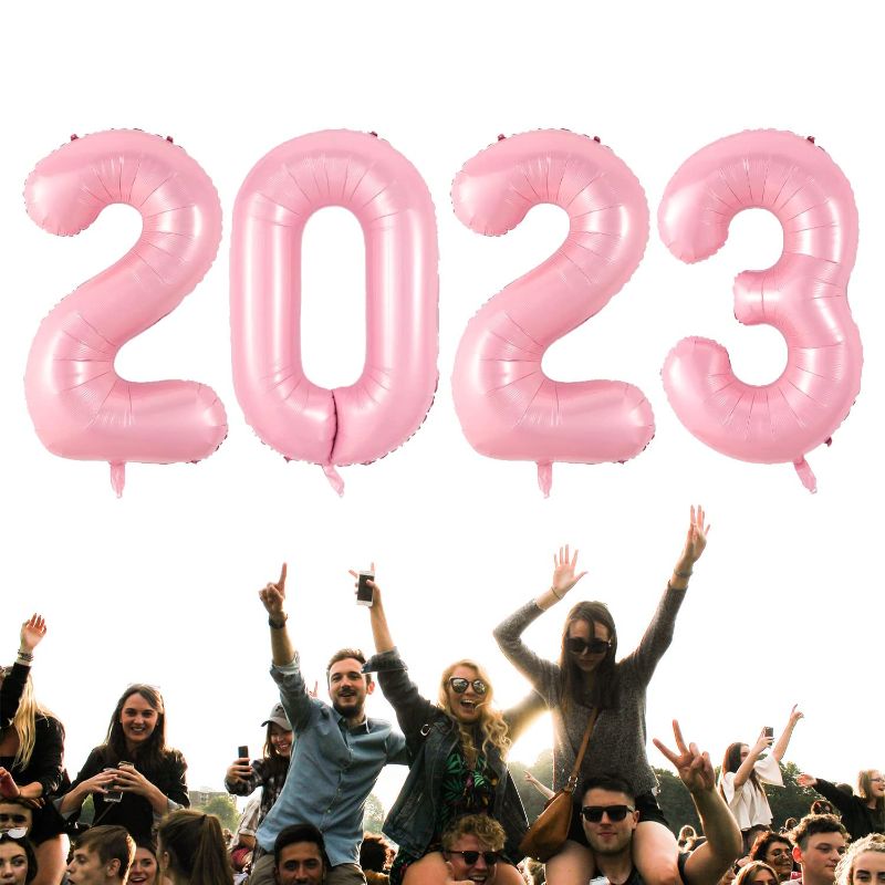 Photo 1 of Wellin International Pastel Pink 40 Inch 2023 Pack of 4 Huge Numbers Balloons Giant Large Helium Foil Mylar Big Number for Christmas New Year Party Graduation Birthday (Pastel Pink, inches)