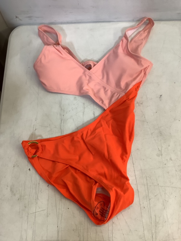 Photo 2 of ACOGNA Womens Swimsuits One Piece Bathing Suit Cutout Athletic V Neck Swimwear Orange S