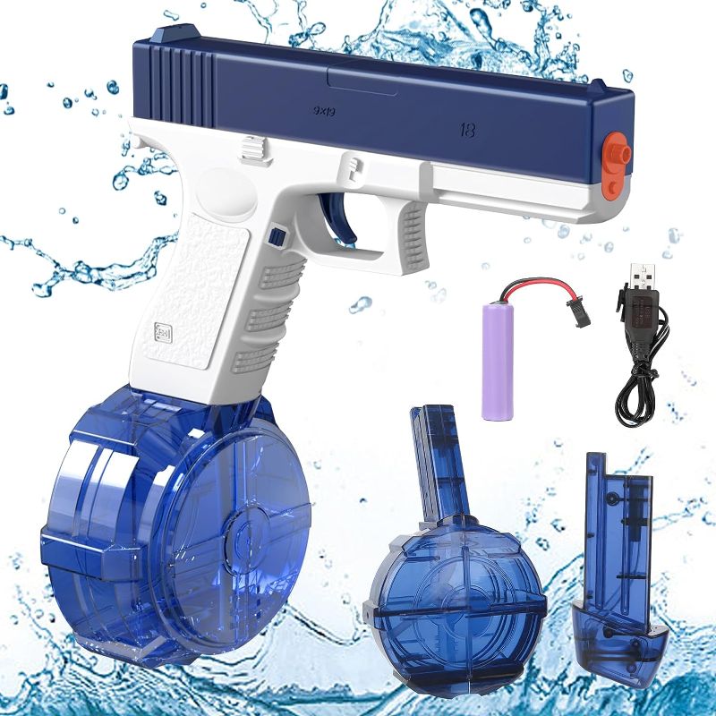 Photo 1 of 2023 Electric Water Gun & Squirt Guns 450+60cc for Endless Fun, Perfect Birthday Summer Outdoor Gift for Kids and Adults in Summer Parties, Swimming Pool Battles, and Outdoor Adventures (Blue Drum)