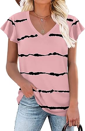 Photo 1 of HOTGIFT Women's Short Sleeve Tunic Tops Casual Tank Beach Tos T-shirts Pleated Tee Blouse for Leggings