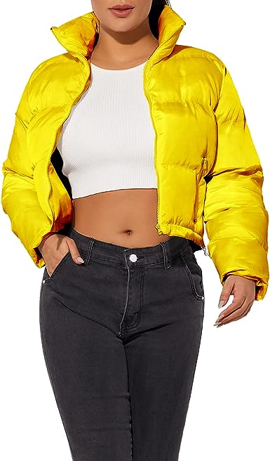 Photo 1 of Hujoin Women's Crop Short Jacket Cropped Puffer Fashion Jackets for Women Warm Winter Lightweight Coat XS