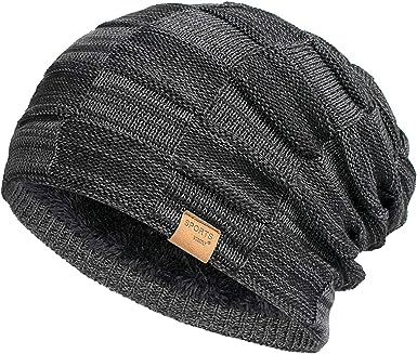 Photo 1 of Slouchy Beanie for Men Winter Hats for Guys Cool Beanies Mens Lined Knit Warm Thick Skully 