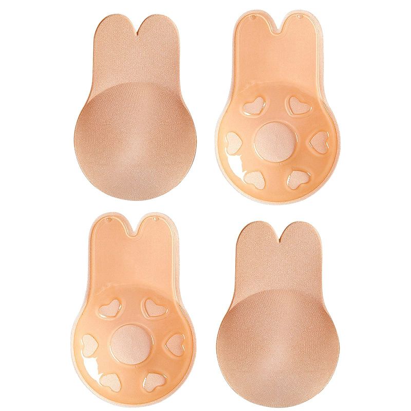 Photo 1 of 2 Pairs Sticky Bra Adhesive Invisible Bra, Strapless Backless Reusable Push Up Large Breast Lift Nipple Covers for Women 2 Pairs