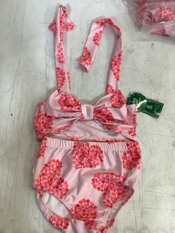 Photo 1 of Little Toddler Girls Bathing Suit Swimwear Bikini Valentines Day Two Piece Swimsuit Bottoms Swimming Suit 7X Heart