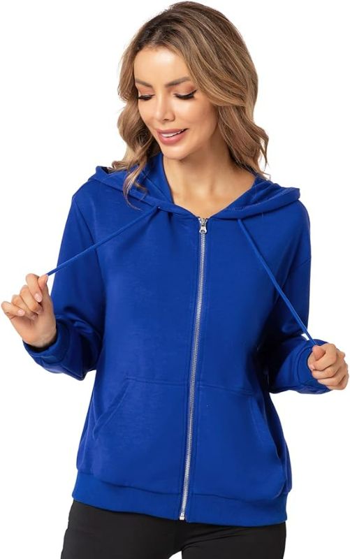 Photo 1 of LAMCLTH Women's Fashion Hoodie & Sweatshirt Casual Zip Jacket Sweatshirt Long Sleeve Tops ( Royal Blue, XXL )
