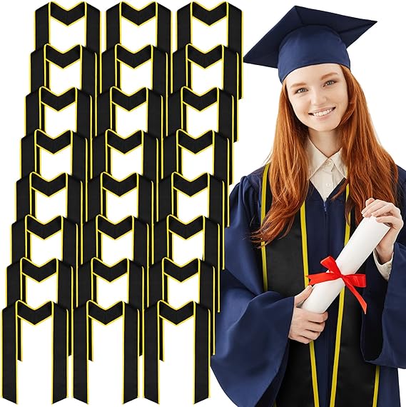 Photo 1 of 24 Pcs 72" Plain Graduation Stole Bulk Unisex Adult Graduation Sash Honor Stole Scarf for Men Women (Black)