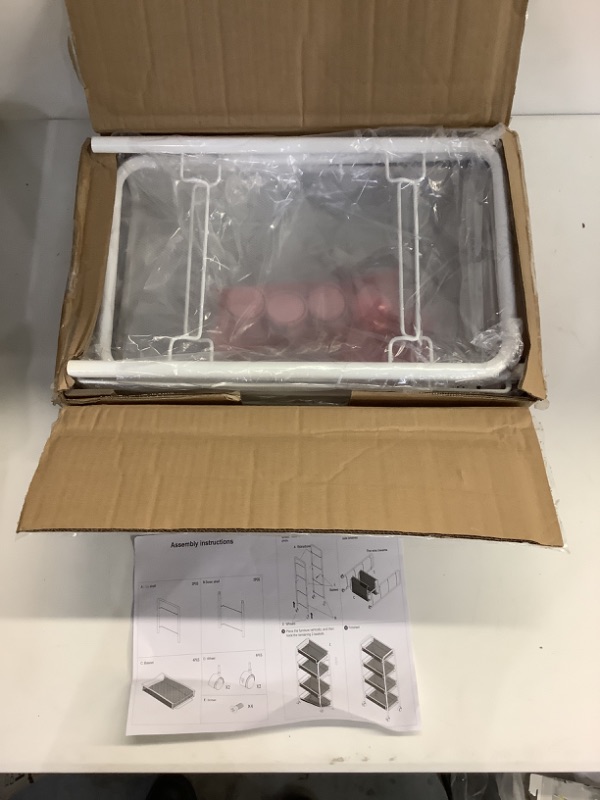 Photo 1 of COSWE White Rolling Cart with Drawers, Metal Slim Laundry Cart with Wheels, 4 Tier Utility Carts Storage Cart Salon Cart Trolley for Kitchen, Bedroom, Living Room, Bathroom, Office White 1 (4 Tier)