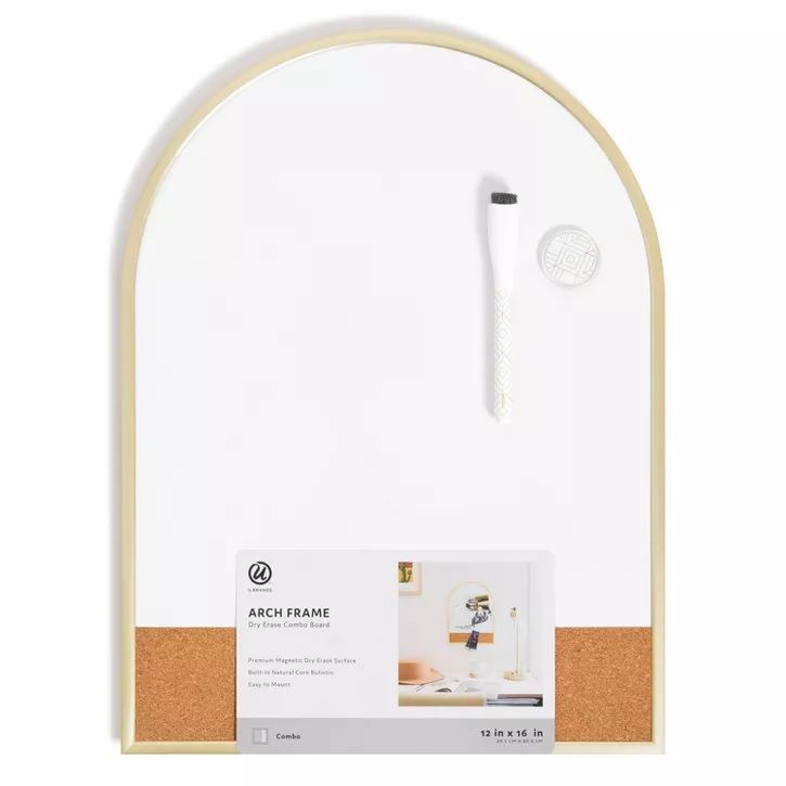 Photo 1 of U Brands 12''x16'' Arch Gold Frame Dry Erase Board with Cork Strip