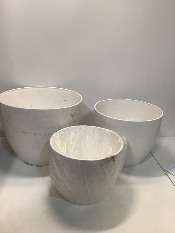 Photo 1 of 3PC White Plant Pot Set 