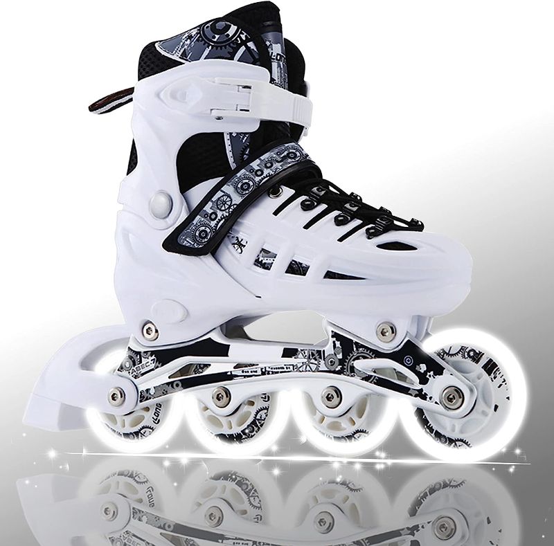 Photo 1 of 4 Types Size Adjustable Inline Skates Kids Adults for Outdoor Flash Men and Women Roller Skates Beginners Featuring All Illuminating Wheels Roller Shoes Pu High Elastic Wear Wheel