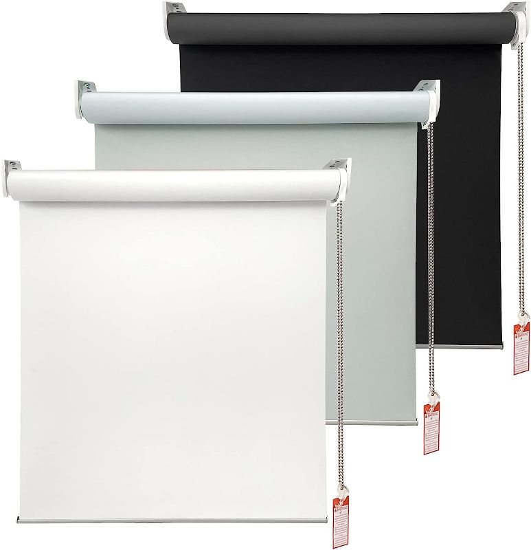 Photo 1 of 100% Blackout Roller Window Shades, Window Blinds with Thermal Insulated, UV Protection Waterproof Fabric, roll up and Down Blinds for Home and Office (Black - 42" W x 72" H)