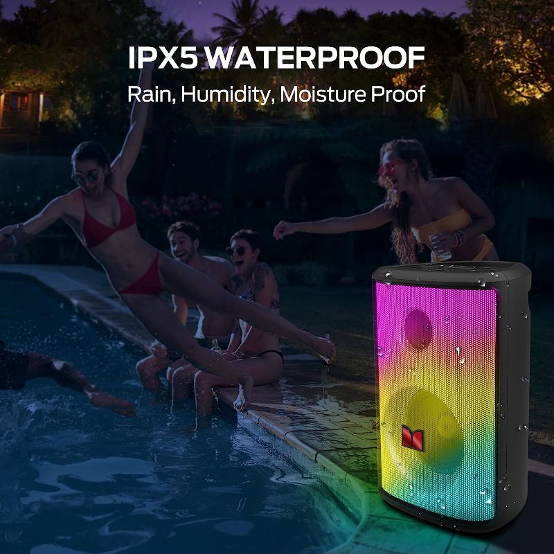 Photo 3 of Monster Sparkle Loud Bluetooth Speaker 80W, Party Speaker with Powerful Sound and Heavy Bass, Full Screen Colorful Lights, 24H Playtime, AUX, USB Playback, Portable Waterproof Speaker for Outdoor Home