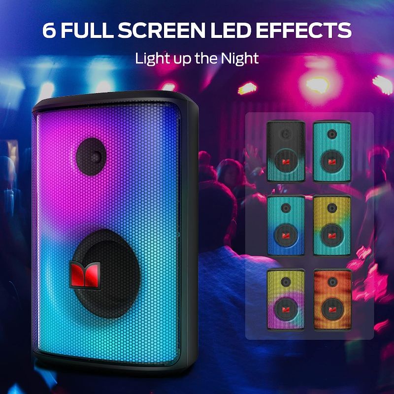 Photo 2 of Monster Sparkle Loud Bluetooth Speaker 80W, Party Speaker with Powerful Sound and Heavy Bass, Full Screen Colorful Lights, 24H Playtime, AUX, USB Playback, Portable Waterproof Speaker for Outdoor Home