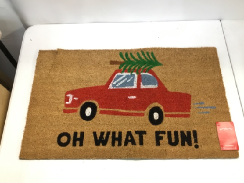 Photo 2 of 1'6" x 2'6" 'Oh What Fun!" Car Doormat Red - Wondershop 