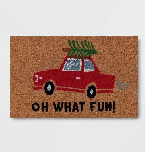 Photo 1 of 1'6" x 2'6" 'Oh What Fun!" Car Doormat Red - Wondershop 