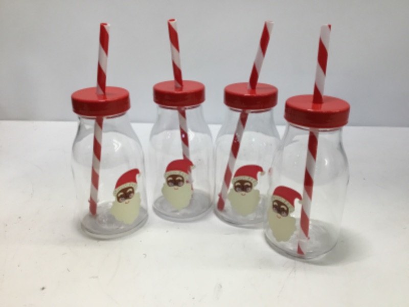 Photo 1 of Set of Four 12oz Santa Milk Bottle 