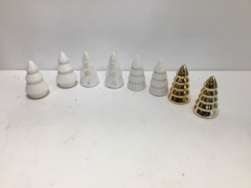 Photo 1 of Set of 8 Ceramic Christmas Tree Minimalist Decor