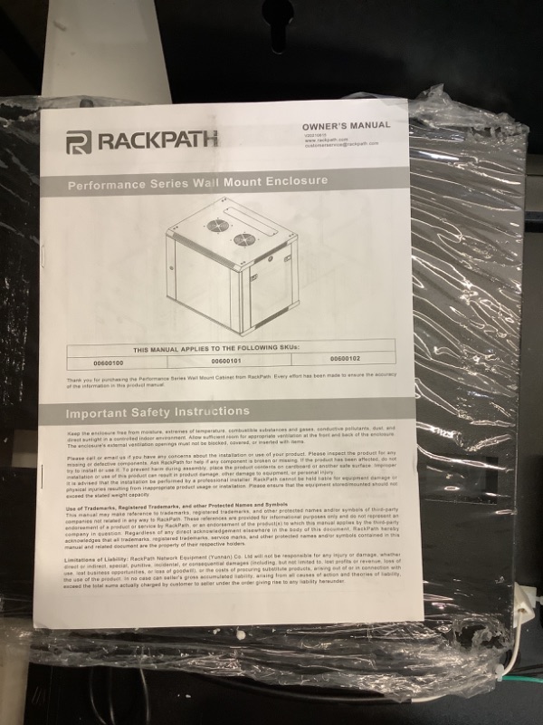Photo 1 of RackPath 6U Performance Wall Mount Server Cabinet Network Rack Enclosure, Quiet Cooling Fan, Locking Glass Door, Black