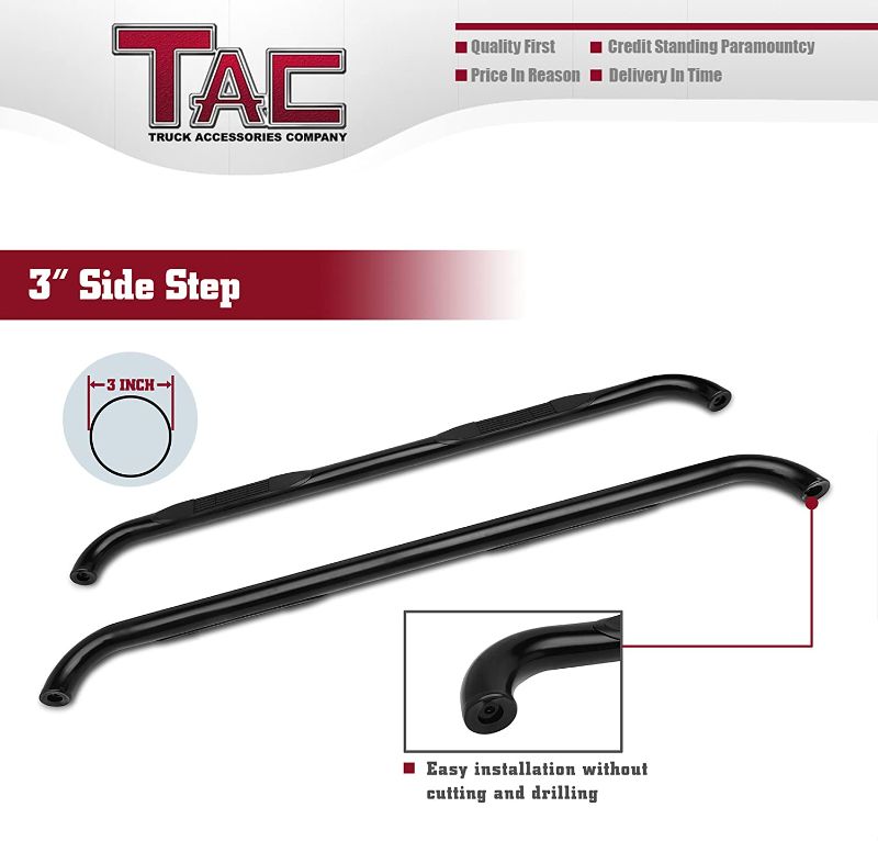 Photo 3 of TAC Side Step Fit 1997-1998 F150/F250LD Super Cab 3 Door / 1999-2003 F150/F250LD Super Cab 4 Door (Incl. 04 Heritage) 3" Black Side Step Nerf Bars Step Rails Running Boards 2Pcs