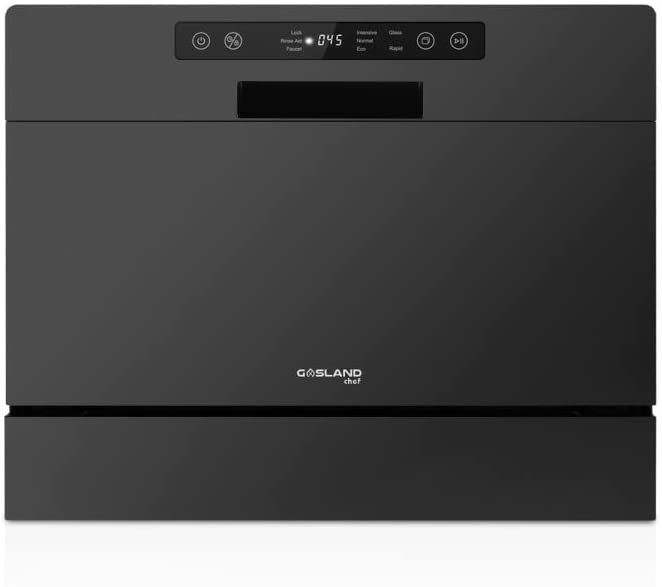 Photo 1 of Compact Countertop Dishwasher, GASLAND Chef DW106B Portable Dishwasher with Air Dry Function, Dishwasher with 6 Place Setting and Silverware Basket for Apartment, Dorm and RV, Black