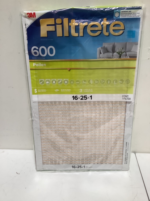 Photo 2 of Filtrete Clean Living Dust Reduction AC Furnace Air Filter, MPR 600, 16 x 25 x 1-Inches