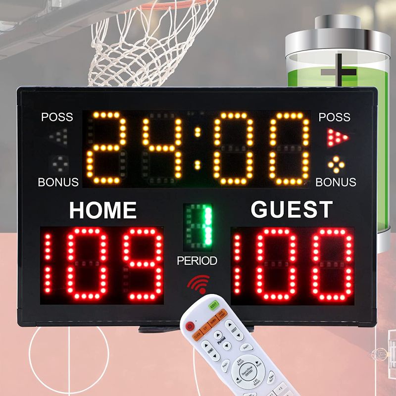 Photo 1 of GAN XIN Basketball Digital Scoreboard with Remote,Battery Powered Portable Tabletop Electronic Scoreboard with 75dB Buzzer,Countdown Timer & Score for Games