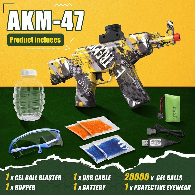 Photo 4 of Anstoy Electric with Gel Ball Blaster AEG AKM-47 Splatter Ball Blaster for Outdoor Activities-Fighting Shooting Team Game(Yellow)