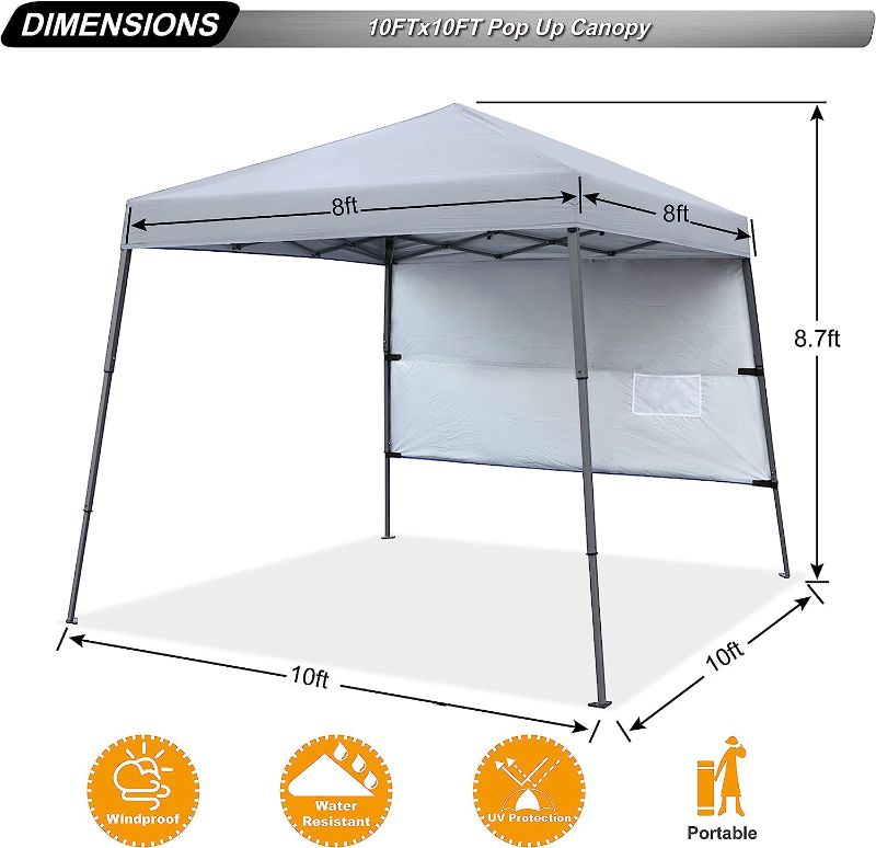 Photo 2 of ABCCANOPY Stable Pop Up Beach Tent with Backpack Bag, 10 x 10 ft Base / 8 x 8 ft Top, Gray
