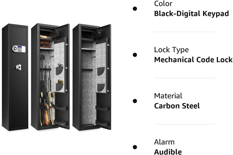 Photo 3 of Diosmio Large 6 Gun Safe for Home Rifle and Pistols - Quick Access Gun Security Cabinet Safes with Separate Pistol Lock Box, Ammo Storage Shelf(US Stock)