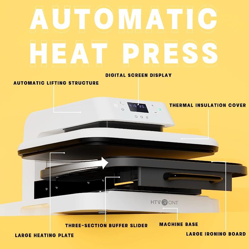 Photo 2 of HTVRONT Auto Heat Press Machine for T Shirts - 15x15 Smart T Shirt Press Machine with Auto Release - Professional Heat Press for Sublimation, Vinyl, Heat Transfer Projects