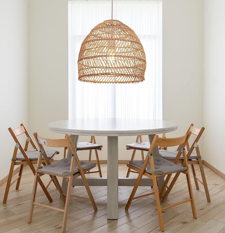 Photo 1 of WalmHomie 1 Light Rattan Ceiling Light Wicker Pendant Lighting Lampshade Basket Ceiling Hanging Lamp for Dining Room Bedroom