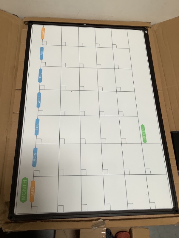 Photo 2 of JILoffice Dry Erase Calendar Whiteboard - Magnetic White Board Calendar Monthly 36 X 24 Inch, Black Aluminum Frame Wall Mounted Board for Office Home and School Calendar 36 x 24 Inch