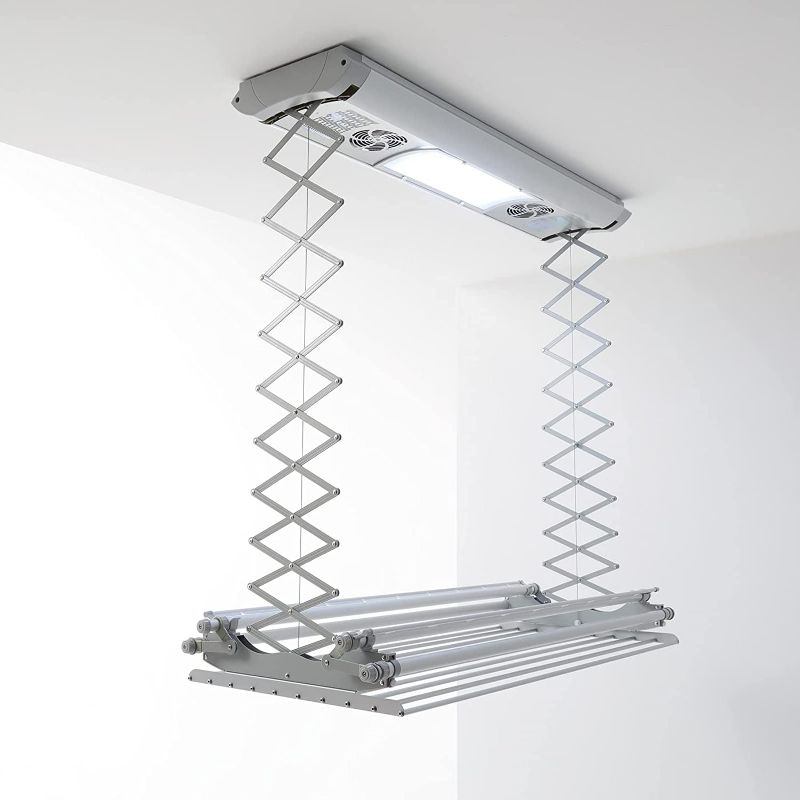 Photo 1 of foxydry Air, Wall and Ceiling Clothesline, Electrical Drying Rack, with Remote Control in Aluminium and Steel (Ceiling Mounted, 150)