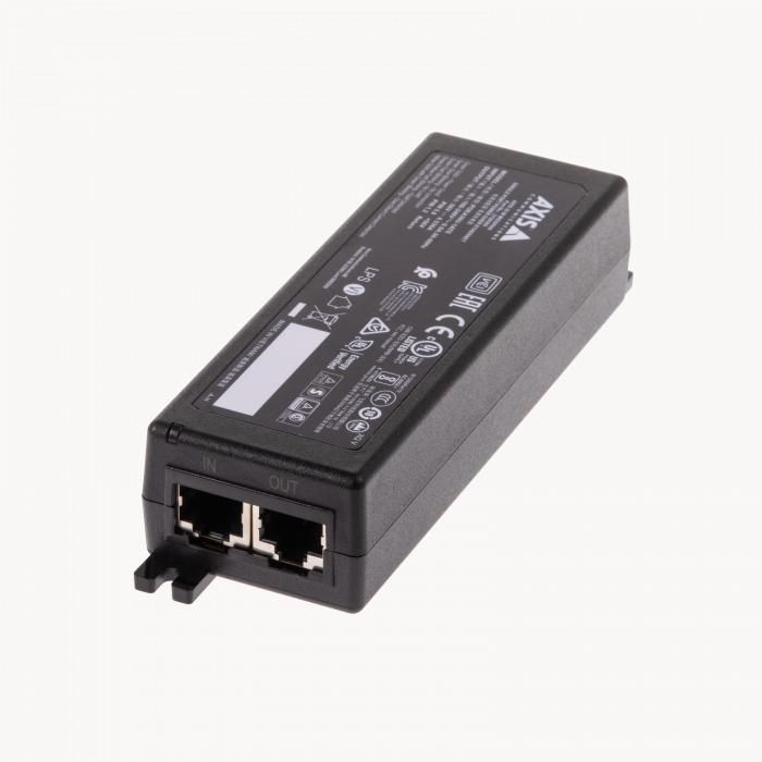 Photo 1 of AXIS 30 W Midspan AC/DC - 56 V DC Output - Gigabit Ethernet Input Port(s) - PoE Output Port(s) - 30 W - Wall/Shelf/DIN Rail-mountable - Black