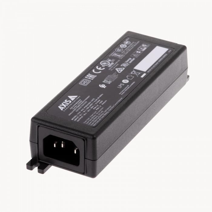 Photo 2 of AXIS 30 W Midspan AC/DC - 56 V DC Output - Gigabit Ethernet Input Port(s) - PoE Output Port(s) - 30 W - Wall/Shelf/DIN Rail-mountable - Black