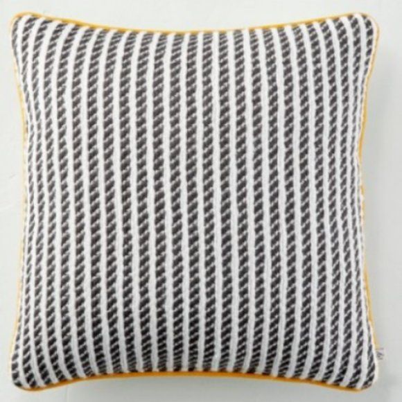 Photo 1 of **MINOR DAMAGE**  Hearth & Hand Ticking Stripe Indoor Outdoor Square 18 x 18 Pillow Grey Gold NWT