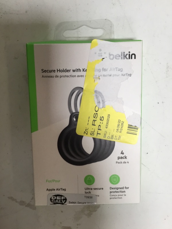 Photo 3 of Belkin Secure Holder with Key Ring for AirTag - 4pk Black