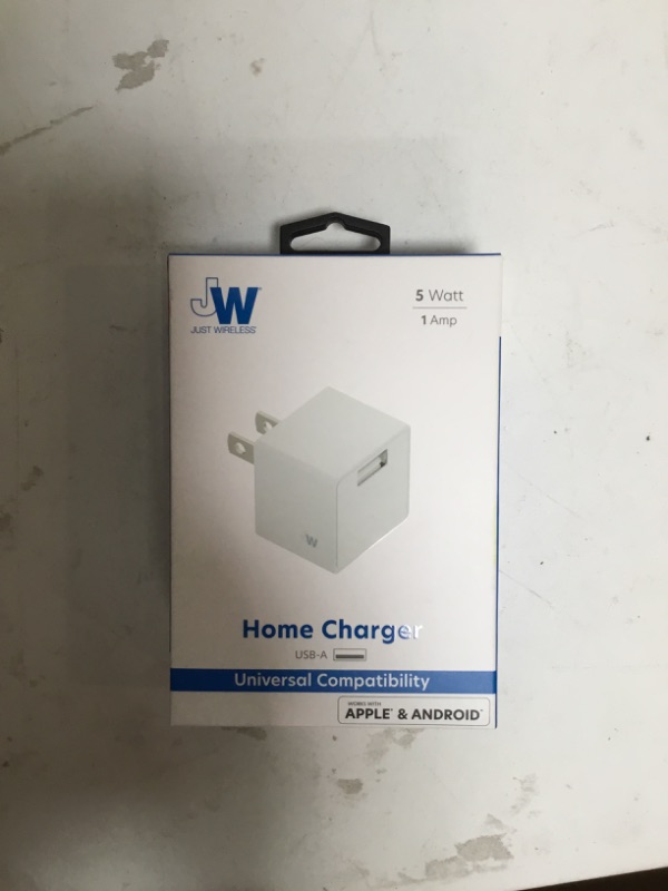 Photo 2 of Just Wireless 1.0A/5W 1-Port USB-A Home Charger - White