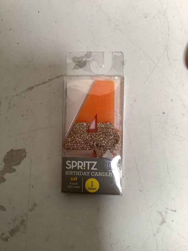 Photo 2 of Number 4 Glitter Candle - Spritz