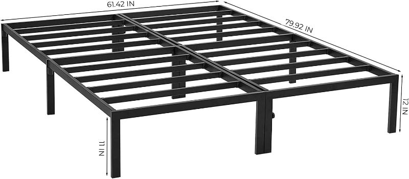Photo 2 of GreenForest Queen Size Bed Frame Easy Quick Assembly Metal Platform, Heavy Duty Mattress Foundation with Steel Slat, No Box Spring Needed