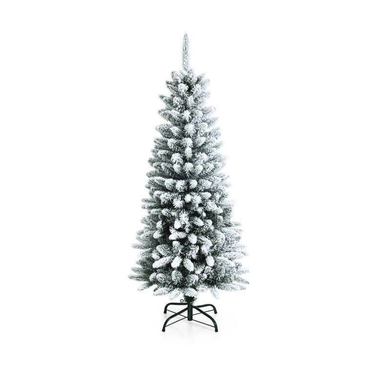 Photo 1 of 4.5 Feet Snow-Flocked Christmas Pencil Tree with Mixed Tips