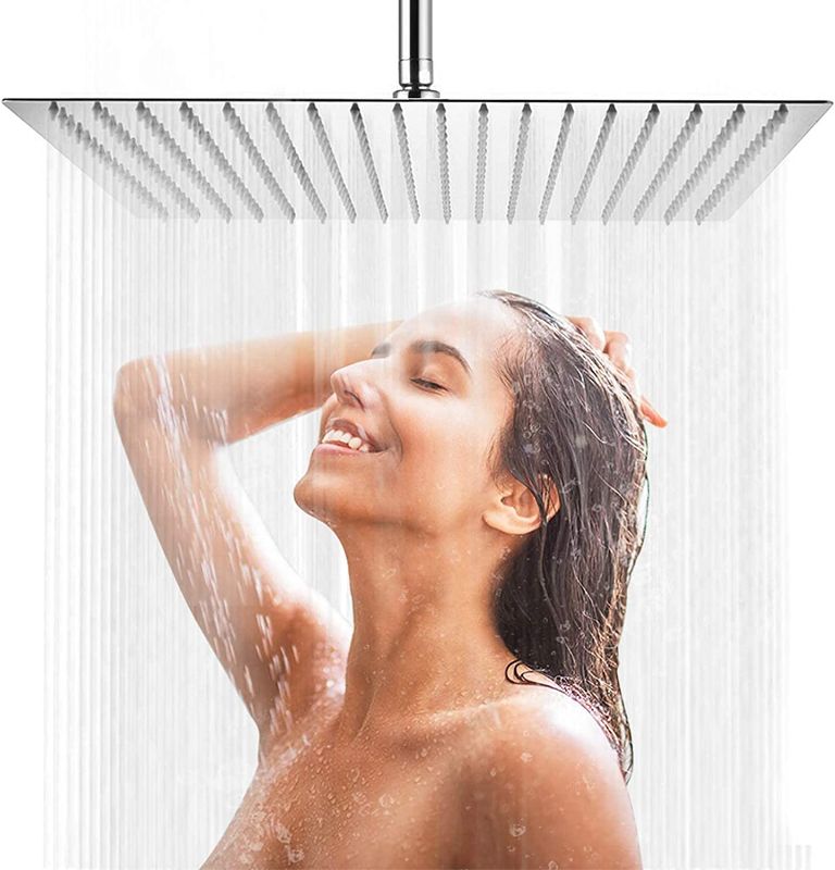 Photo 1 of AWARA 16 Inch Rain Shower Head, Square Ultra Thin 304 Stainless Steel High Pressure Shower Head, Large Chrome Polish Rainfall Shower Head, Full Body Coverage Modern Waterfall Shower Head