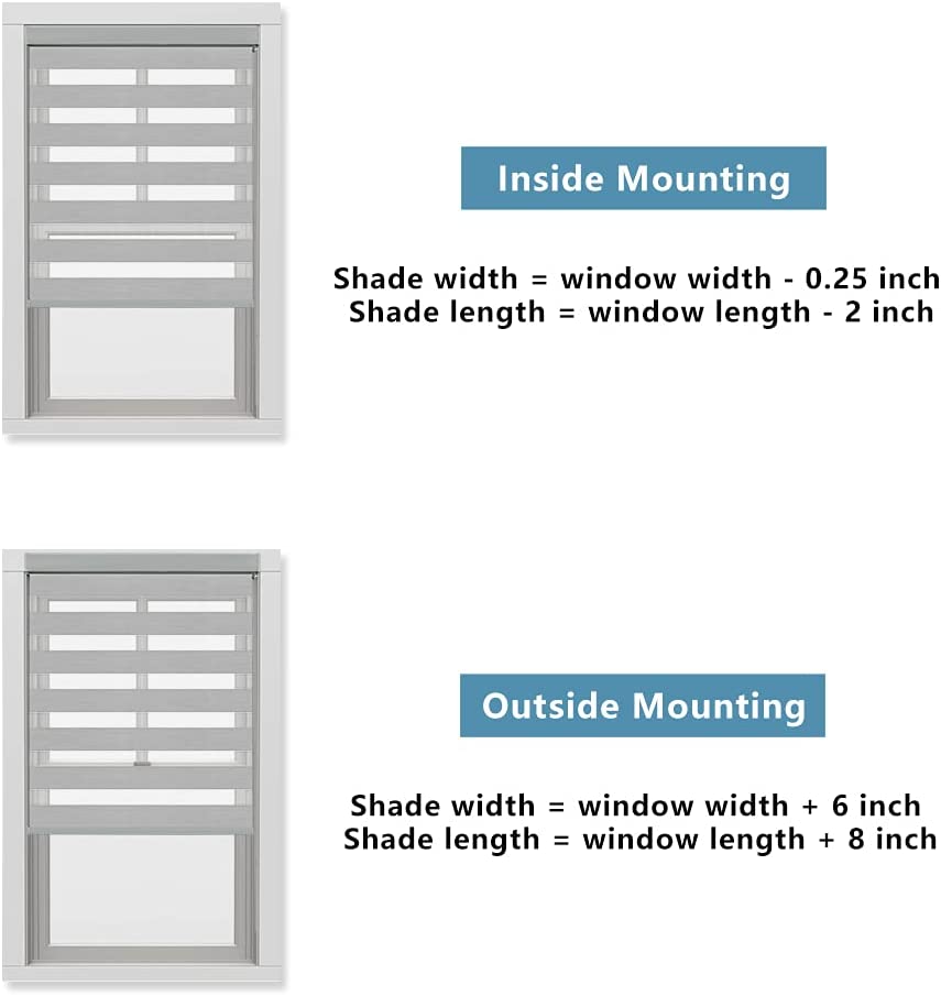 Photo 2 of KCO Zebra Blinds for Windows, Dual Layer Roller Sheer Shades Blinds for Day and Night, Light Control Window Treatments Shades with Valance Cover, 24" W x 72" L, Marble Grey