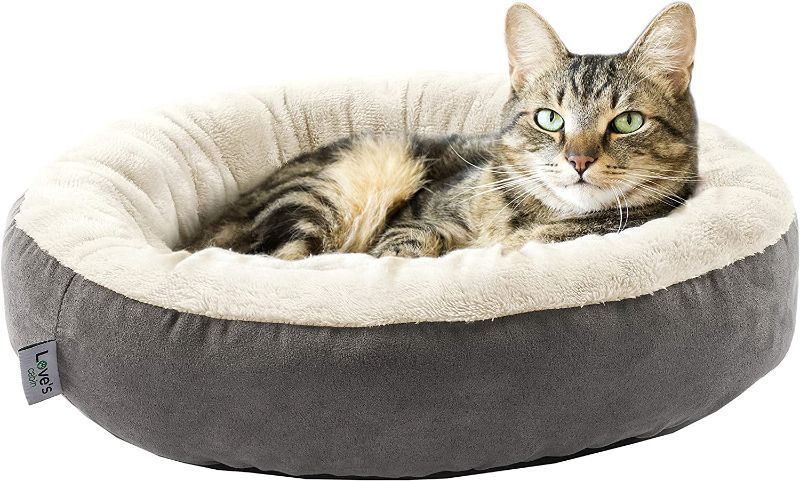 Photo 1 of Love's cabin Round Donut Cat and Dog Cushion Bed, 20in Pet Bed for Cats or Small Dogs, Anti-Slip & Water-Resistant Bottom, Super Soft Durable Fabric Pet beds, Washable Luxury Cat & Dog Bed Gray
