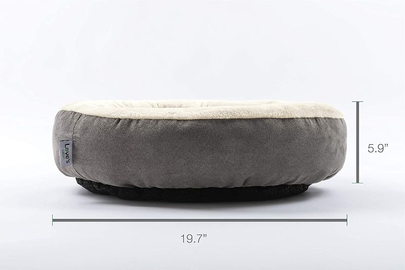 Photo 2 of Love's cabin Round Donut Cat and Dog Cushion Bed, 20in Pet Bed for Cats or Small Dogs, Anti-Slip & Water-Resistant Bottom, Super Soft Durable Fabric Pet beds, Washable Luxury Cat & Dog Bed Gray
