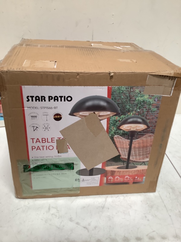 Photo 3 of Star Patio Electric Patio Heater, Tabletop Heater, Infrared Heaters, Electric Outdoor Heater, Outdoor Space Heater, Portable Heater with Hammered Bronze Finished, 1500W, STP1566-BT